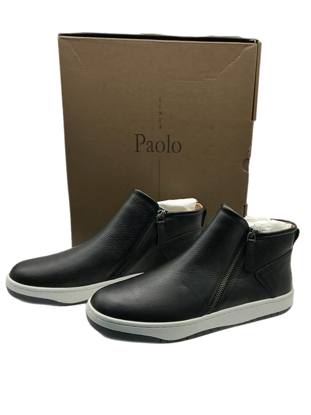 Linea Paolo Glen-L Black Leather Side Zip Ankle Boots Size 9 NIB